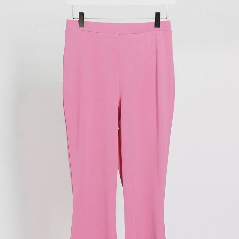 ASOS JERSEY KICK FLARE BRIGHT PINK PANTS